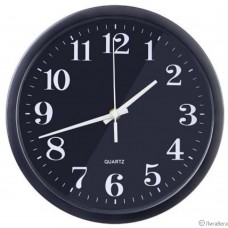 Perfeo Настенные часы ″PF-WC-002″, круглые д. 25 см, чёрный корпус / чёрный циферблат