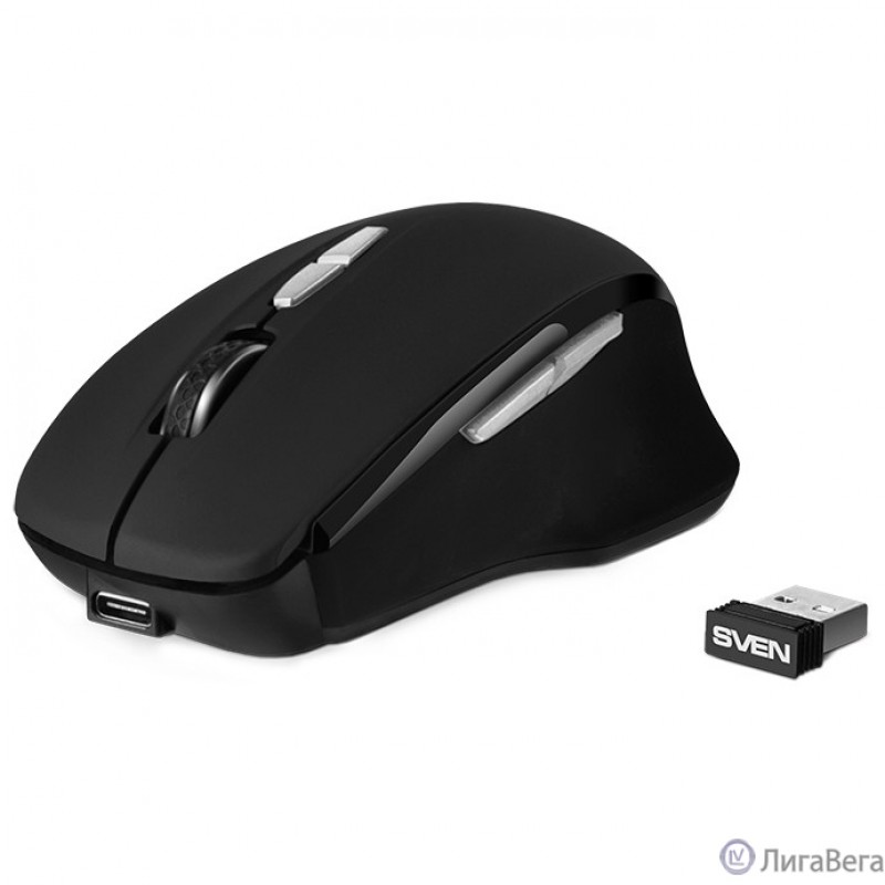 Беспроводная мышь Sven RX-590SW чрн. (бесш. кл., Bluetooth, 2,4GHz, 6+1кл., ST, 800-1600DPI, блист.)