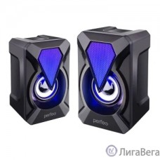 Perfeo колонки ″FLAMES″, 2.0, мощность 2х3 Вт, USB, чёрн, Game Design, LED подсветка 7 цв
