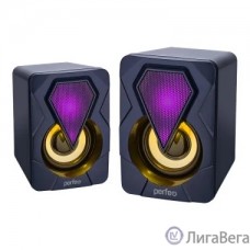 Perfeo колонки ″SHINE″, 2.0, мощность 2х3 Вт, USB, чёрн, Game Design, LED подсветка 7 цв