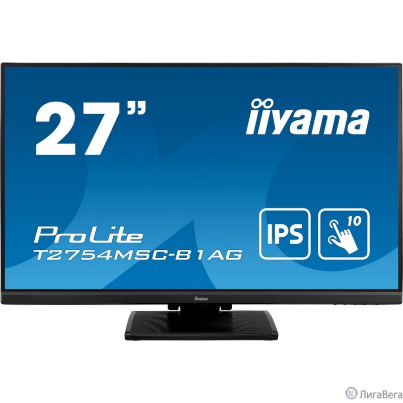 LCD Iiyama 27'' T2754MSC-B1AG {IPS 1920х1080 TOUCH 300cd 178/178 1000:1 4ms D-sub DVI HDMI USB-Hub Height Tilt Speakers Webcam}