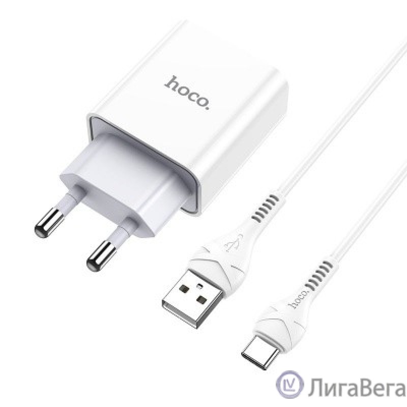 HOCO HC-27961 C81A/ Сетевое ЗУ + Кабель Type-C 1m/ 1 USB/ Выход: 10.5W/ White