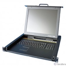 Procase R1708 Консоль однорельсовая , КВМ 8 порт, LCD 17'', single rail console KVM 8 port, LCD D-Sub, USB, разрешение 1280*1024, 8 кабелей