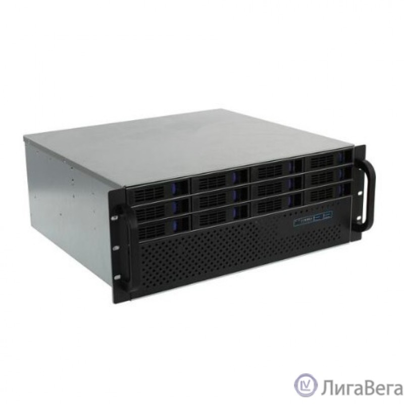 Procase ES412XS-SATA3-B-0 Корпус 4U Rack server case (12 SATA3/SAS 12Gb hotswap HDD), черный, без блока питания, глубина 400мм, MB 12″x13″