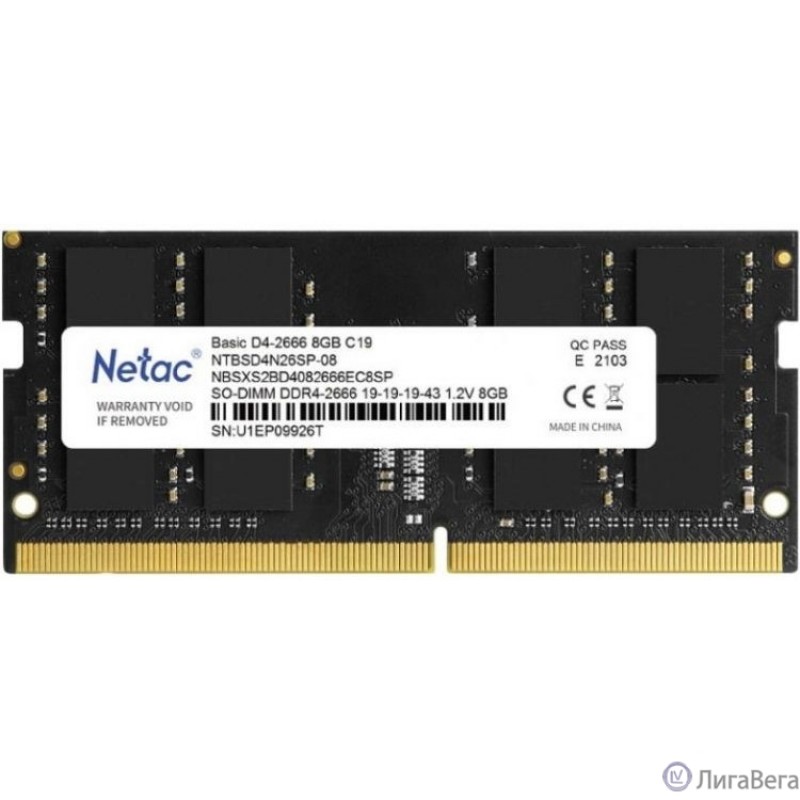 Netac SO-DIMM DDR4 8Gb PC21300 2666MHz CL19 1.2V (NTBSD4N26SP-08)