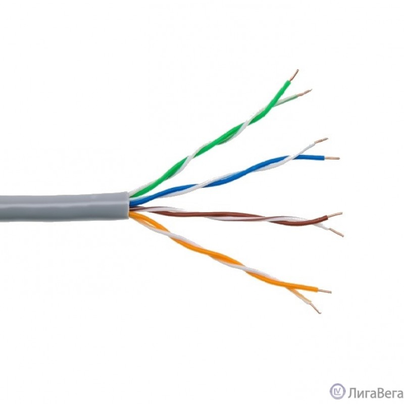 Кабель витая пара Bion BCL-U5440-101 U/UTP, кат.5e, 4x2x0,40мм AWG 26, CCA, одножильный, PVC, для внутренней прокладки, 305м, серый