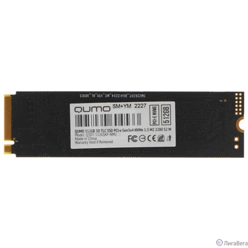 QUMO SSD 512GB PCIe Gen3x4 NVMe 1.3 M2 2280  Novation TLC 3D (Q3DT-512GSKF-NM2) (SM2263XT R/W 2500/1900 MB/s 4K-64: r/w 220/192К IOPS 240TBW OEM)