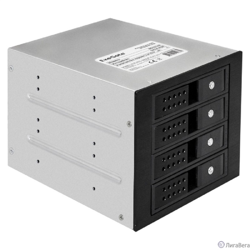 Exegate EX291657RUS Корзина для HDD ExeGate HS435-02 (универсальная, на 4*3,5″/2.5″ SATA HDD, занимает 3*5,25″ отсека, RTL)