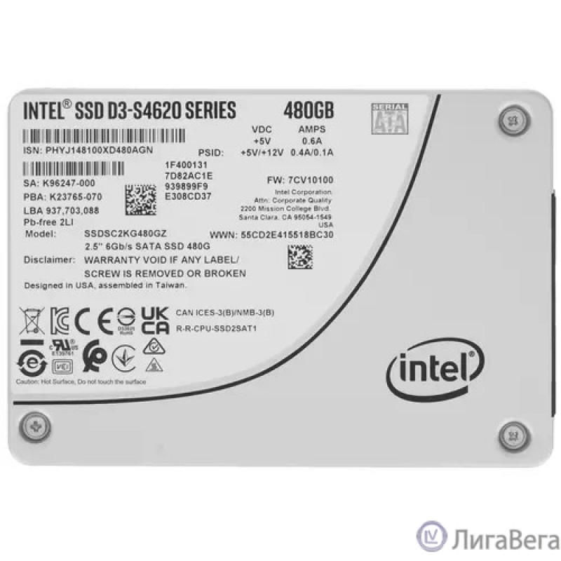 Intel SSD 480Gb S4620 серия SSDSC2KG480GZ01(1Z) {SATA3.0, 3D2, TLC, 2.5″} Intel SSD 480Gb S4620 серия SSDSC2KG480GZ01(1Z) {SATA3.0, 3D2, TLC, 2.5″}
