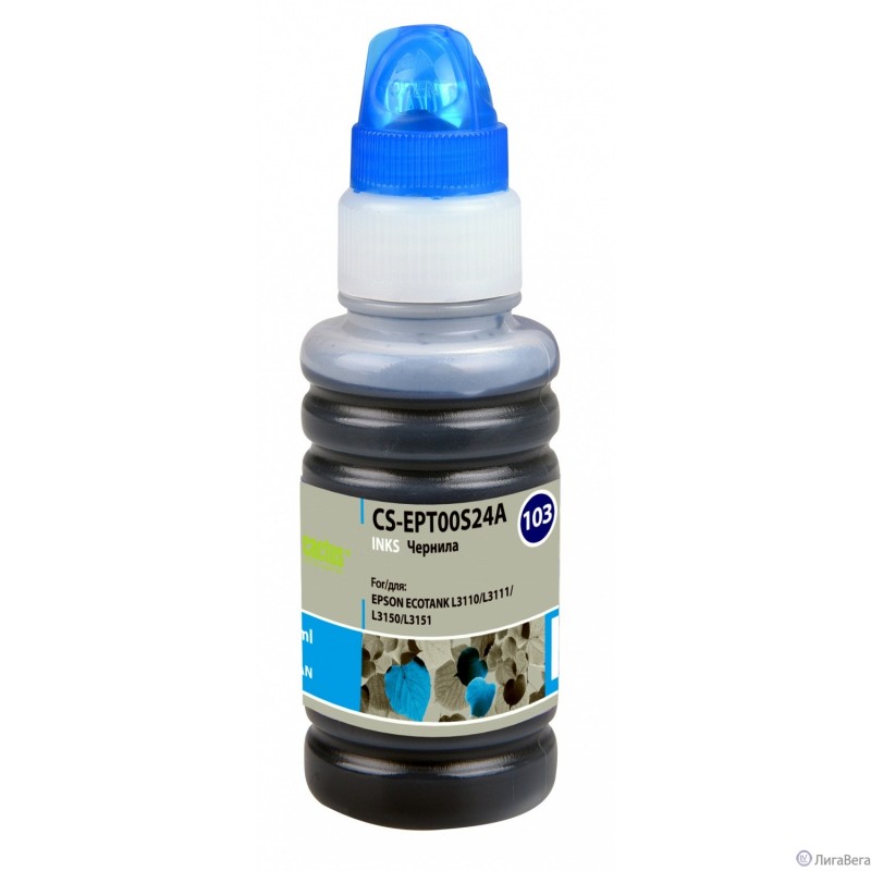 Чернила Cactus CS-EPT00S24A 103C голубой 70мл для Epson L1110 Ecotank/L3100/L3101/L3110/L3150/L3151