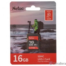 SecureDigital 16GB Netac P600 SDHC U1/C10 up to 80MB/s, retail pack [NT02P600STN-016G-R]