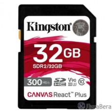 SecureDigital 32GB Kingston SDHC, UHS-I Class U3 V90, чтение: 300Мб/с, запись: 260Мб/с 