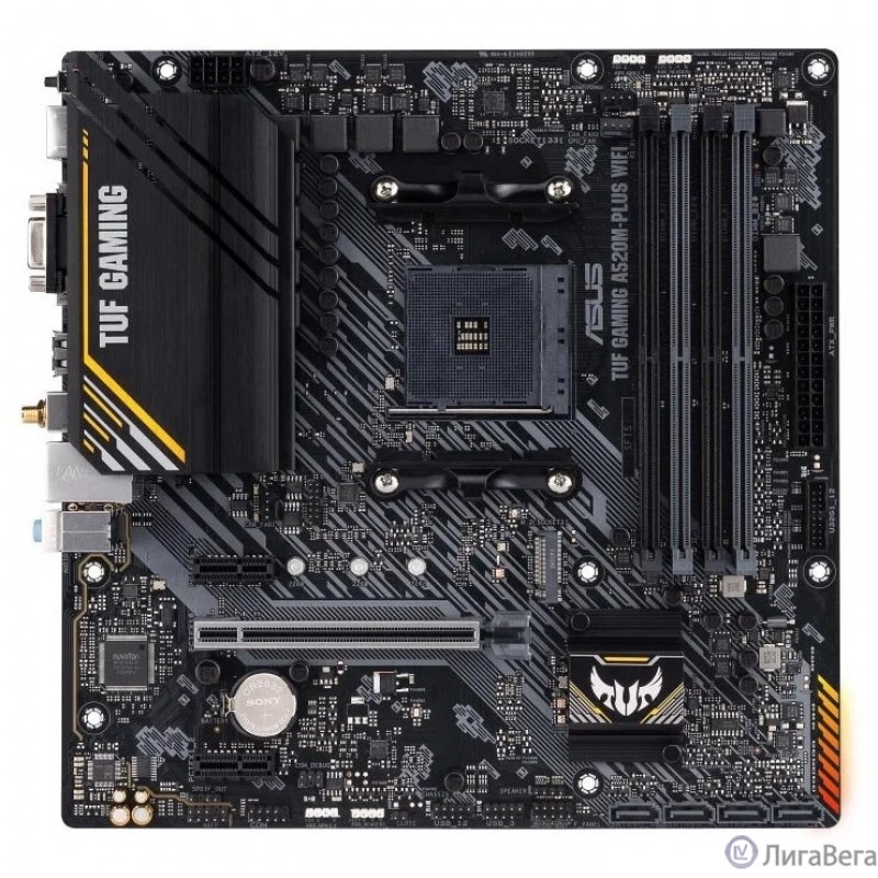 ASUS TUF GAMING A520M-PLUS WIFI (Socket AM4, mATX, 2xDDR4(128GB), DP/VGA/HDMI, 1xPCIe 3.0x16/2xPCIe x1, 1xLAN, 4xSATA 6Gb/s, 1xM.2, BT, Wi-Fi ac, 4xUSB 3.2, 2xUSB 2.0, 1xPS/2) ASUS TUF GAMING A520M-PLUS WIFI (Socket AM4, mATX, 2xDDR4(128GB), DP/VGA/HDMI, 1xPCIe 3.0x16/2xPCIe x1, 1xLAN, 4xSATA 6Gb/s, 1xM.2, BT, Wi-Fi ac, 4xUSB 3.2, 2xUSB 2.0, 1xPS/2)