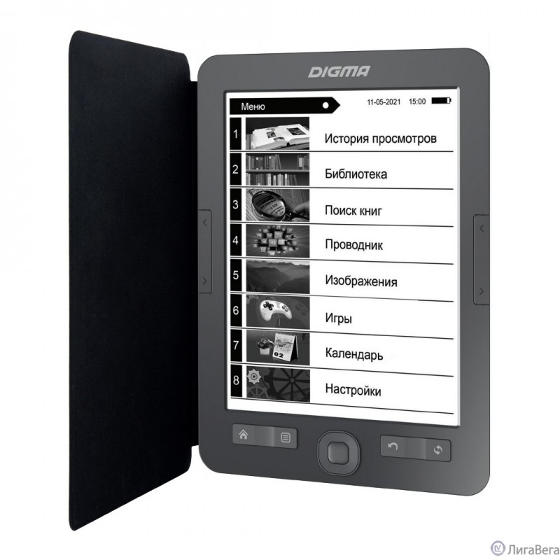 Digma M2G 6″ E-ink HD 758x1024 600MHz 128Mb/4Gb/SD/microSDHC/frontlight темно-серый (1564398)