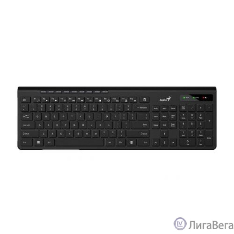 Клавиатура беспроводная мультимедийная Genius SlimStar 7230. 12 мультимедийных клавиш, тонкие клавиши, 2.4ГГц, поддержка приложения Genius Key support. 
