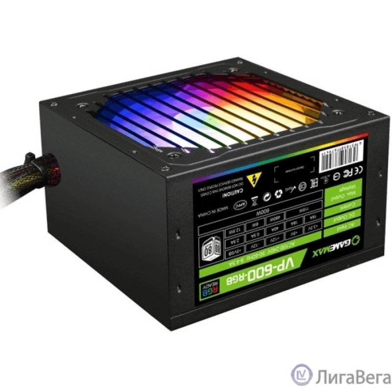 GameMax Блок питания ATX 600W VP-600-RGB 80+, Ultra quiet GameMax Блок питания ATX 600W VP-600-RGB 80+, Ultra quiet