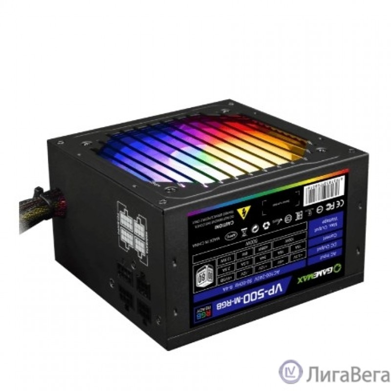 GameMax Блок питания ATX 500W VP-500-RGB-MODULAR 80+, Ultra quiet GameMax Блок питания ATX 500W VP-500-RGB-MODULAR 80+, Ultra quiet