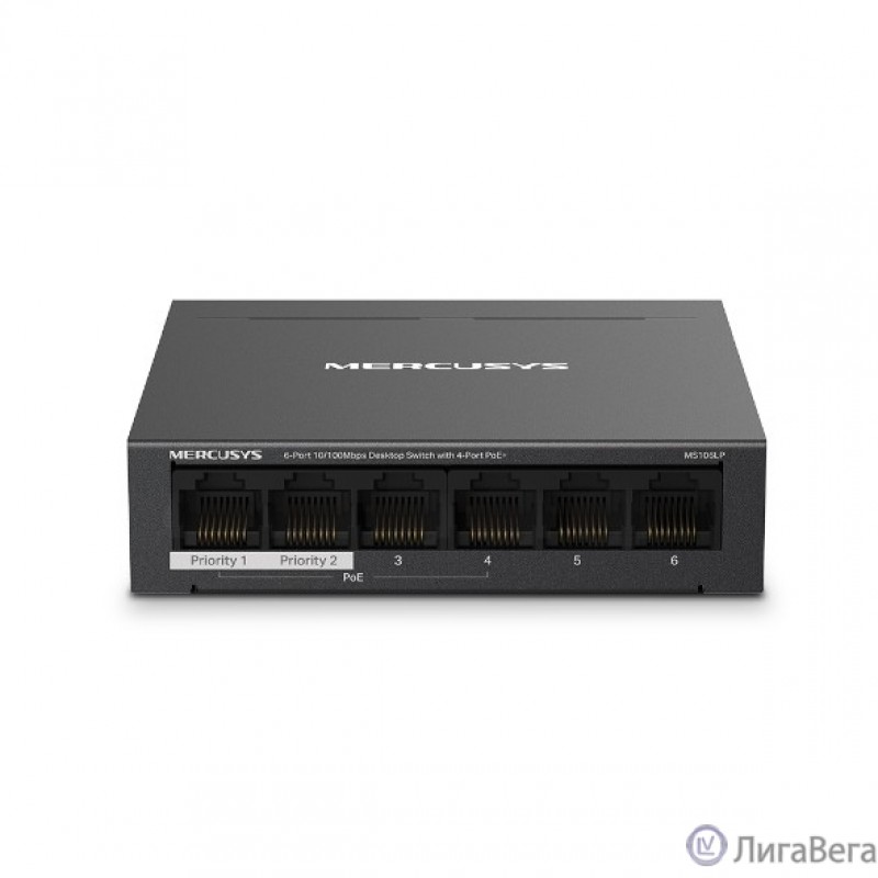 Mercusys MS106LP Настольный коммутатор с 6 портами 10/100 Мбит/с (4 порта PoE+) Mercusys MS106LP Настольный коммутатор с 6 портами 10/100 Мбит/с (4 порта PoE+)