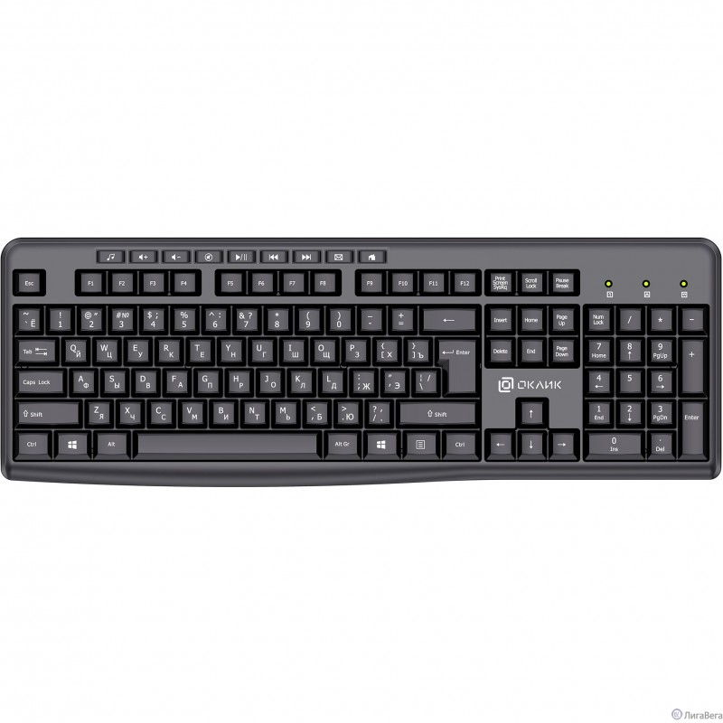 Клавиатура Оклик K225W черный USB беспроводная Multimedia [1875232]