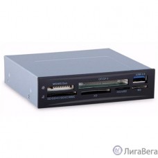 Exegate EX293028RUS Картридер USB3.0   (внутренний, 3.5″, мультиформатный: SD/SDHC/SDXC/MMC/microSD/T-Flash/CF/MS/MS micro/XD, 1 доп.порт USB3.0, черный, металл)