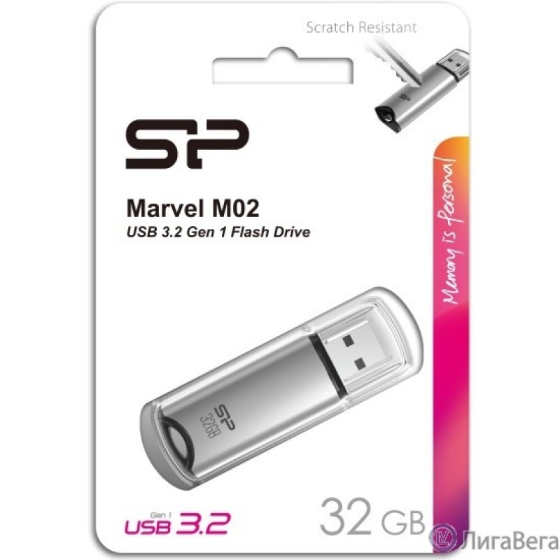 Silicon Power USB Drive 32GB Marvel M02, USB 3.0, Серебро