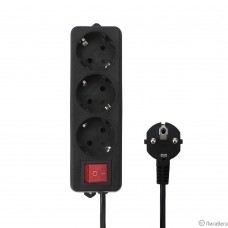 Гарнизон Удлинитель EL-NB-G3-B-3, 3р, 10А, 3м, с выкл. и заземлением, ур.защиты 1, черный, пакет (21222)